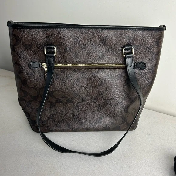 Coach Signature Brown and Black Tote with Wallet - Picture 5 of 16